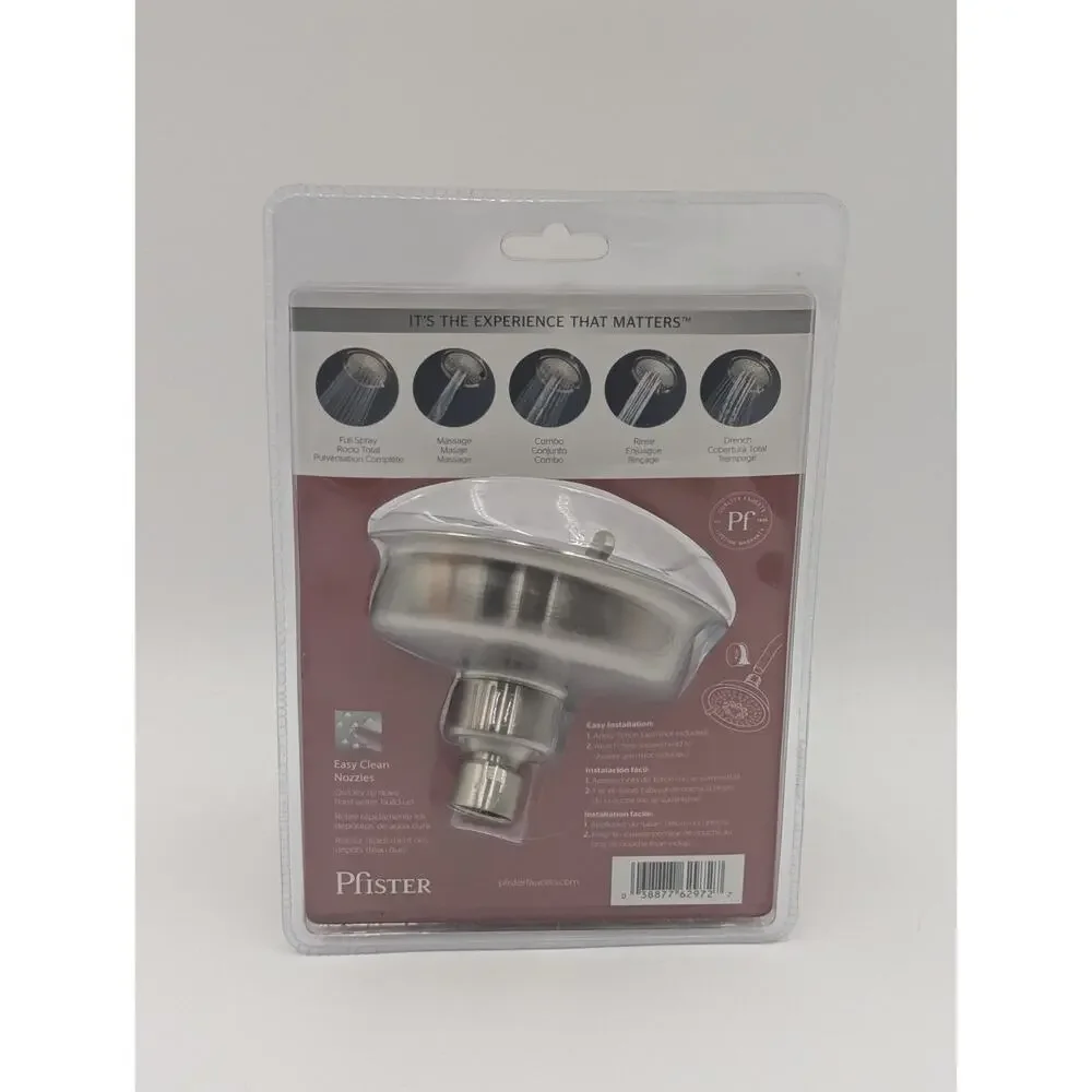 Pfister 5-Function 1.8gpm Shower Head Brushed Nickel Finish 015-WS2-TD2K New